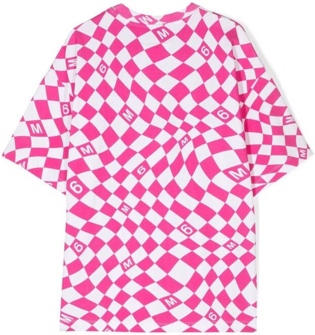 MM6 Maison Margiela Kids Geruit T-shirt Roze