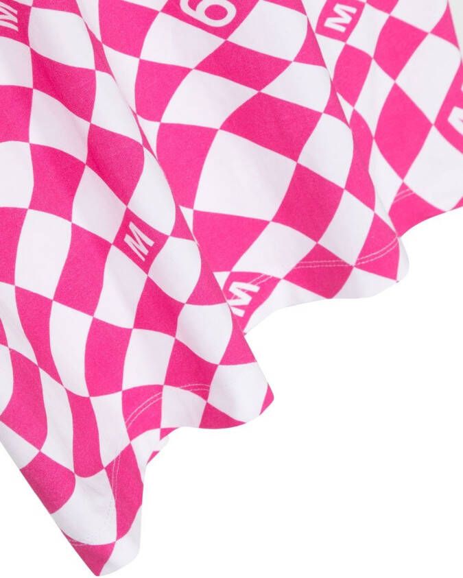 MM6 Maison Margiela Kids Geruit T-shirt Roze
