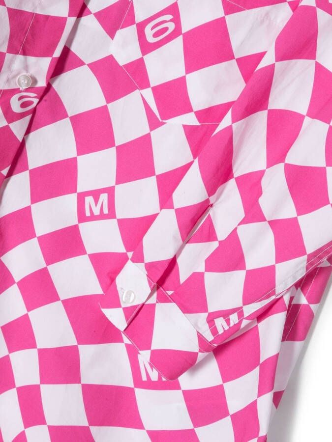 MM6 Maison Margiela Kids Geruite blousejurk Roze