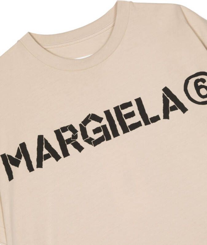 MM6 Maison Margiela Kids T-shirt met logo Beige