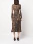 MM6 Maison Margiela Midi-jurk met bloemenprint Bruin - Thumbnail 4