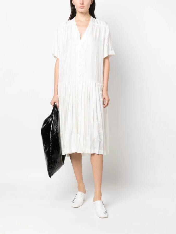 MM6 Maison Margiela Midi-jurk met V-hals Wit