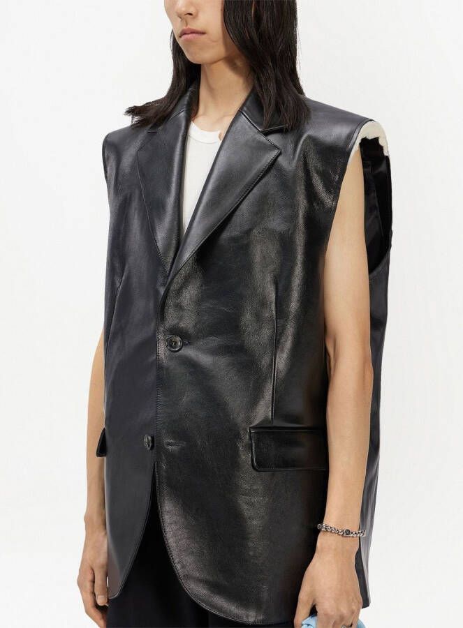 MM6 Maison Margiela Leren gilet Zwart