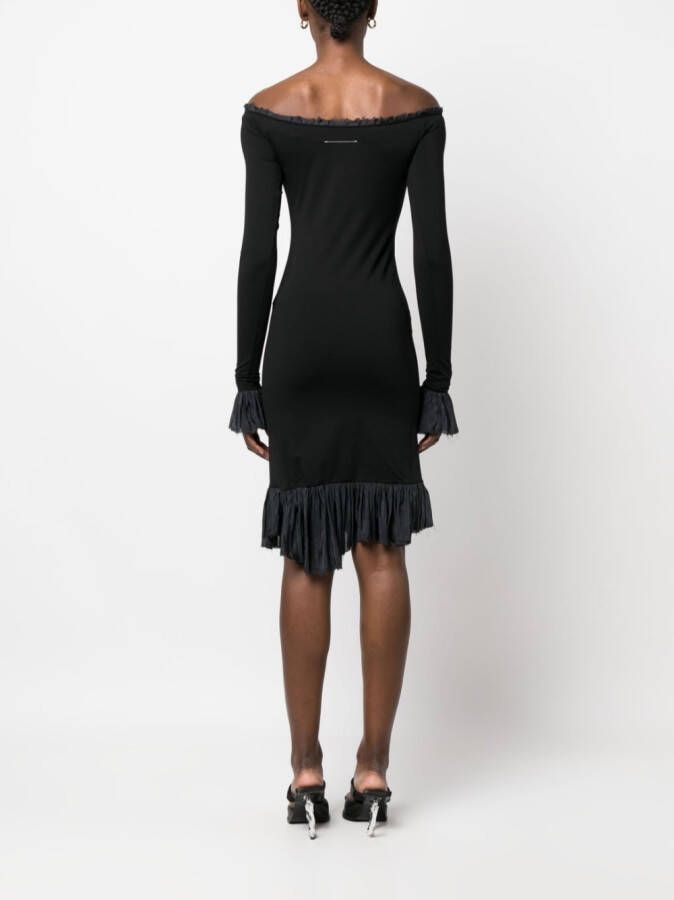 MM6 Maison Margiela Off-shoulder jurk Zwart