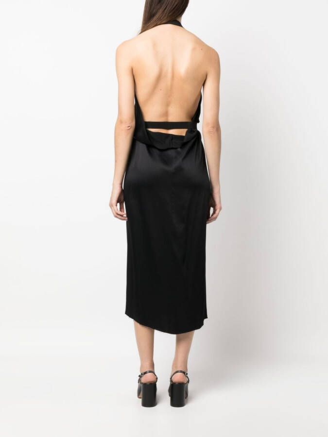 MM6 Maison Margiela Satijnen halterjurk Zwart