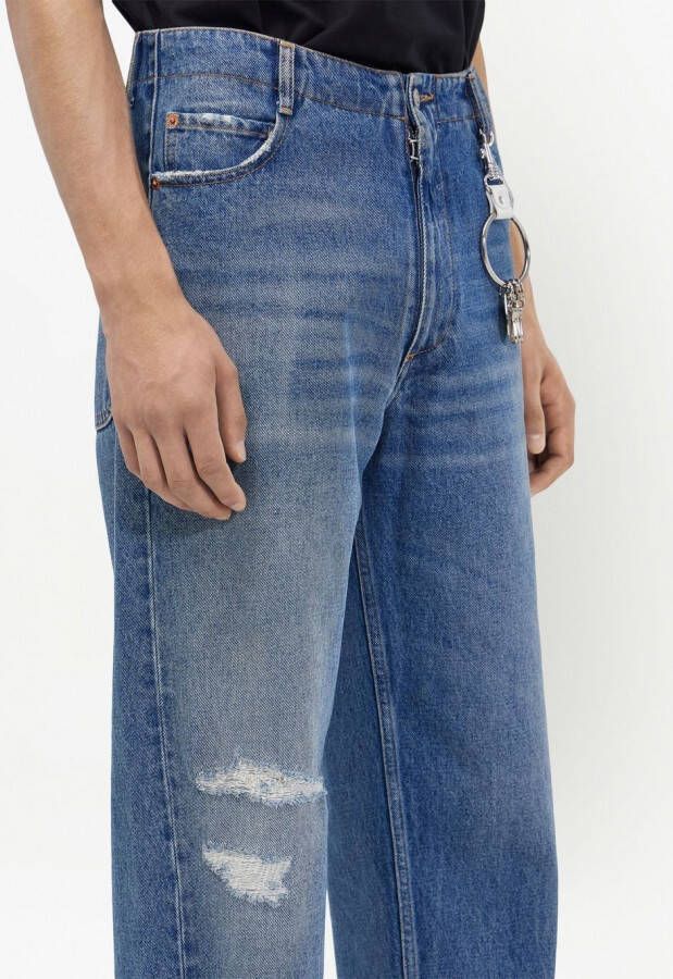 MM6 Maison Margiela Straight jeans met gerafeld detail Blauw