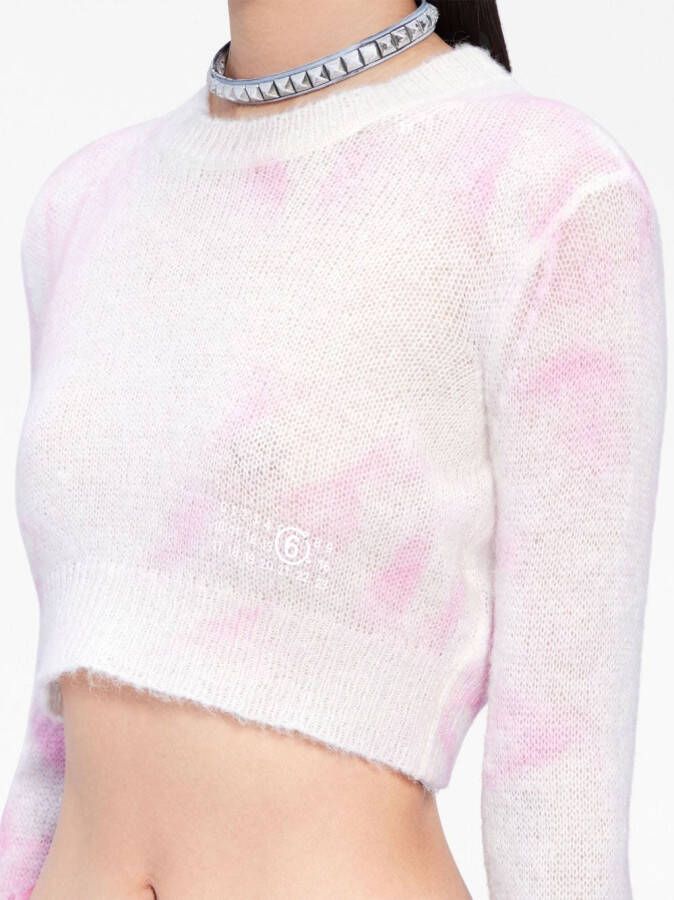 MM6 Maison Margiela Cropped trui met tie-dye print Roze