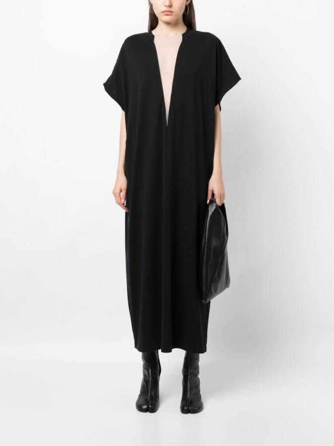 MM6 Maison Margiela Katoenen maxi-jurk met V-hals Zwart