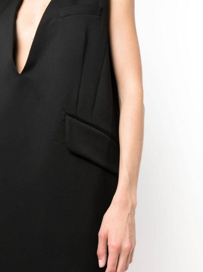 MM6 Maison Margiela Mouwloze jurk met V-hals Zwart