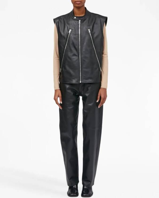 MM6 Maison Margiela Leren bodywarmer Zwart