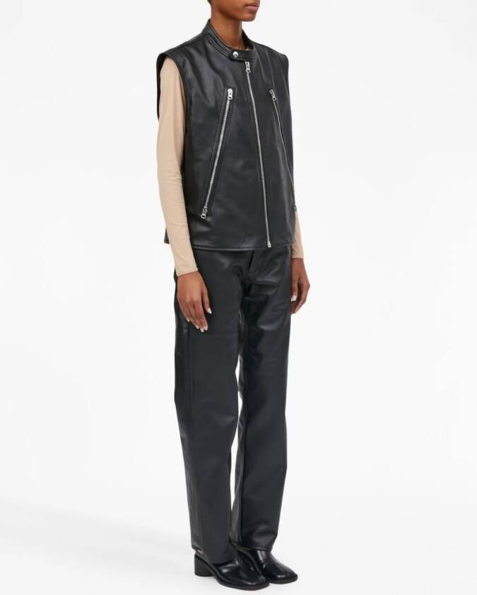 MM6 Maison Margiela Leren bodywarmer Zwart