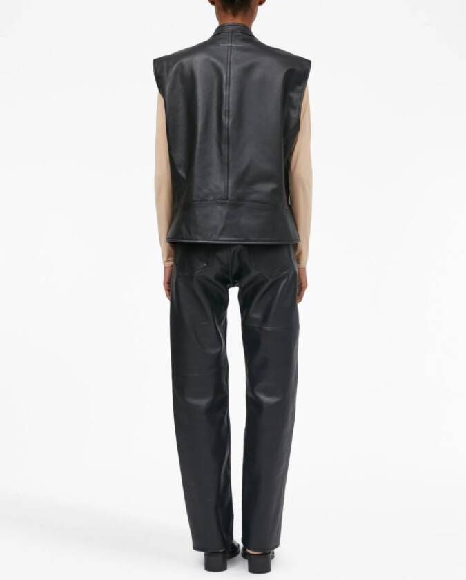 MM6 Maison Margiela Leren bodywarmer Zwart