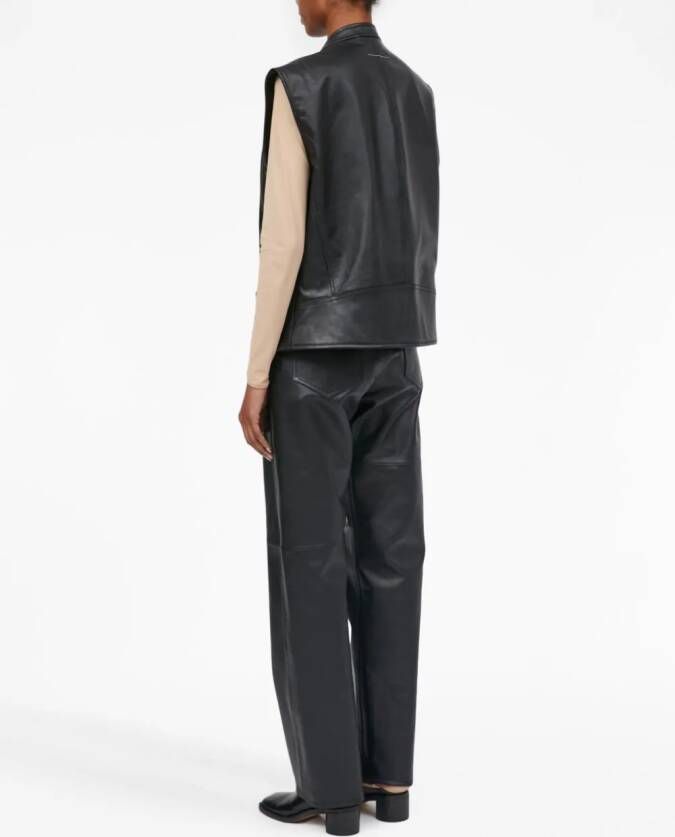 MM6 Maison Margiela Leren bodywarmer Zwart