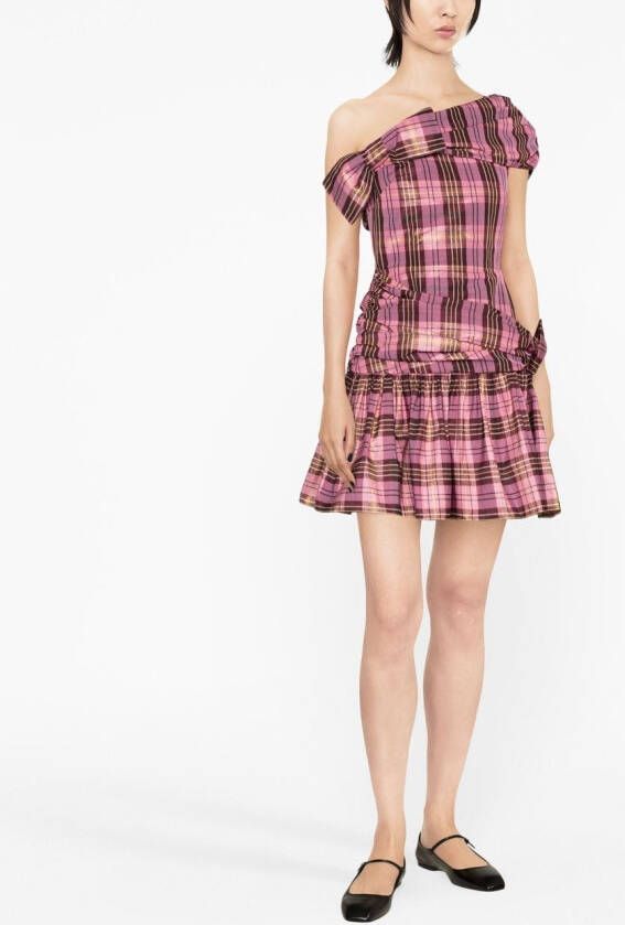 Molly Goddard Mini-jurk met tartan ruit Roze