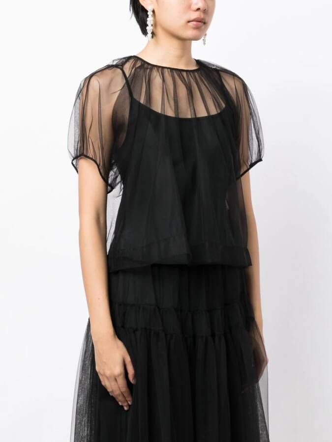 Molly Goddard Semi-doorzichtige maxi-jurk Zwart
