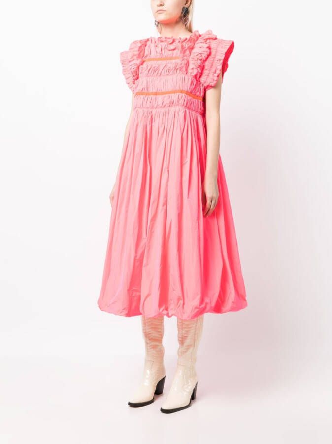 Molly Goddard Midi-jurk met ruches Roze