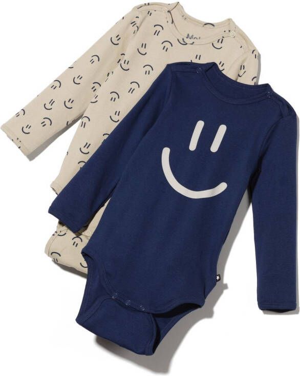 Molo Twee rompers met smiley-print Blauw