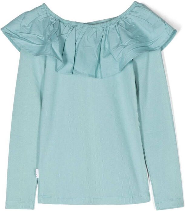 Molo T-shirt met ruchekraag Blauw