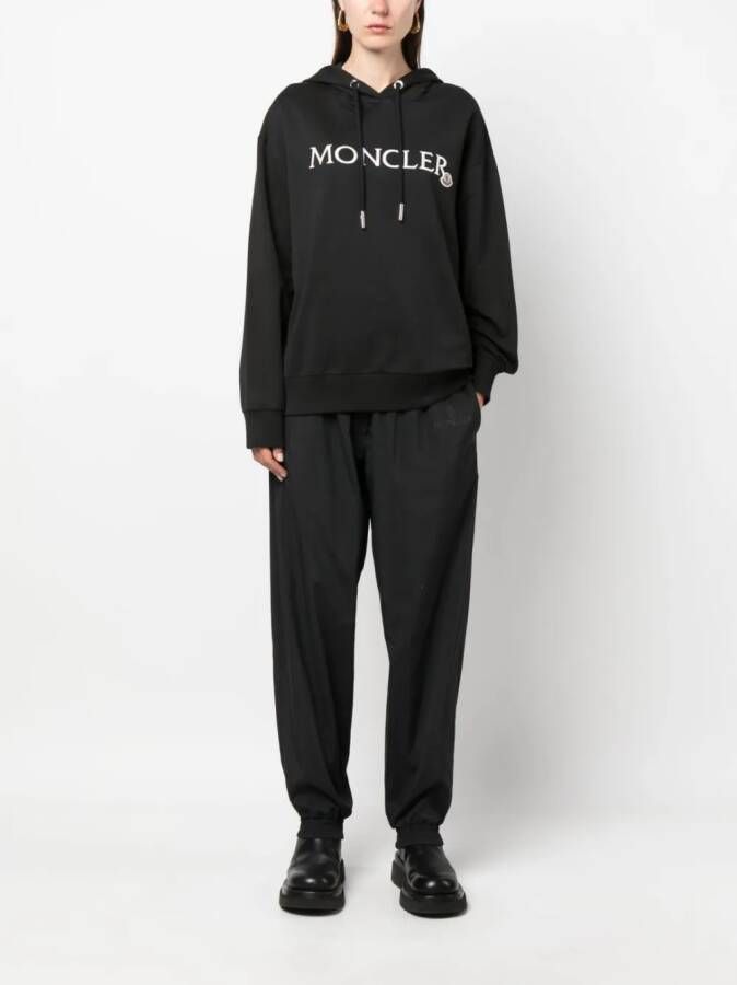 Moncler Hoodie met geborduurd logo Zwart