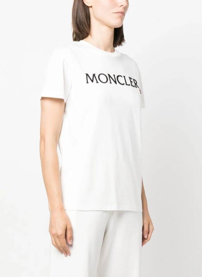 Moncler T-shirt met geborduurd logo Wit