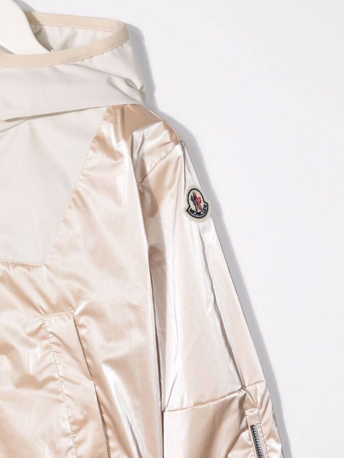 Moncler Enfant Bomberjack met logo Beige
