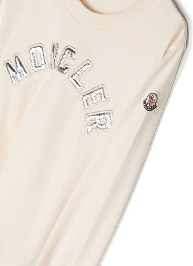 Moncler Enfant T-shirt met logo-reliëf Beige