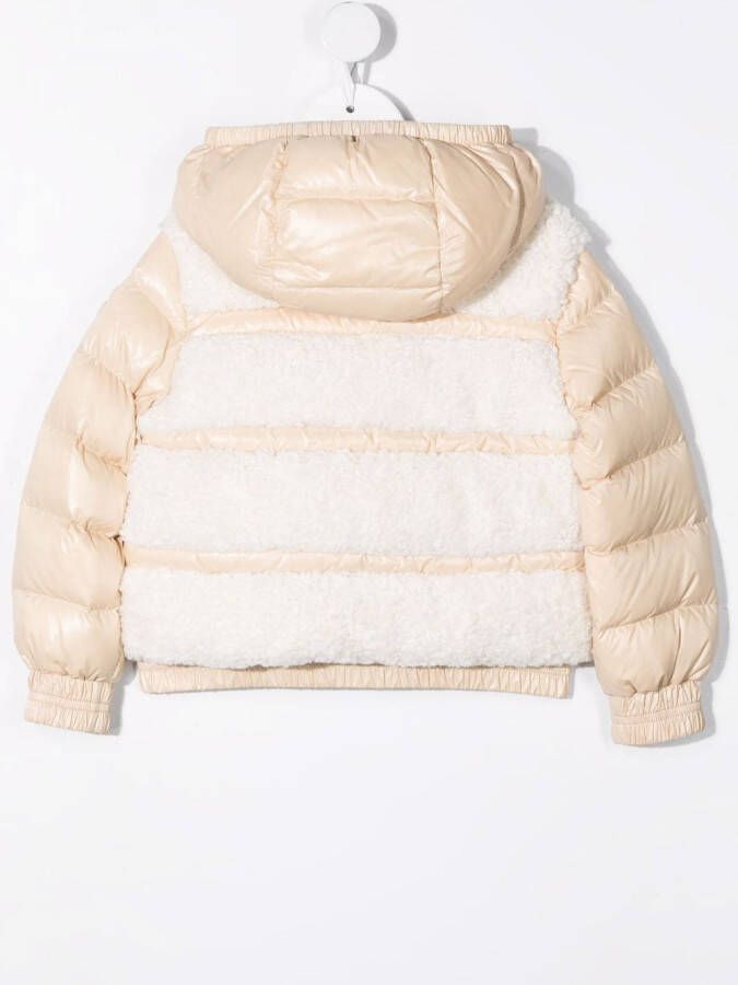 Moncler Enfant Donsjack met contrasterend vlak Beige