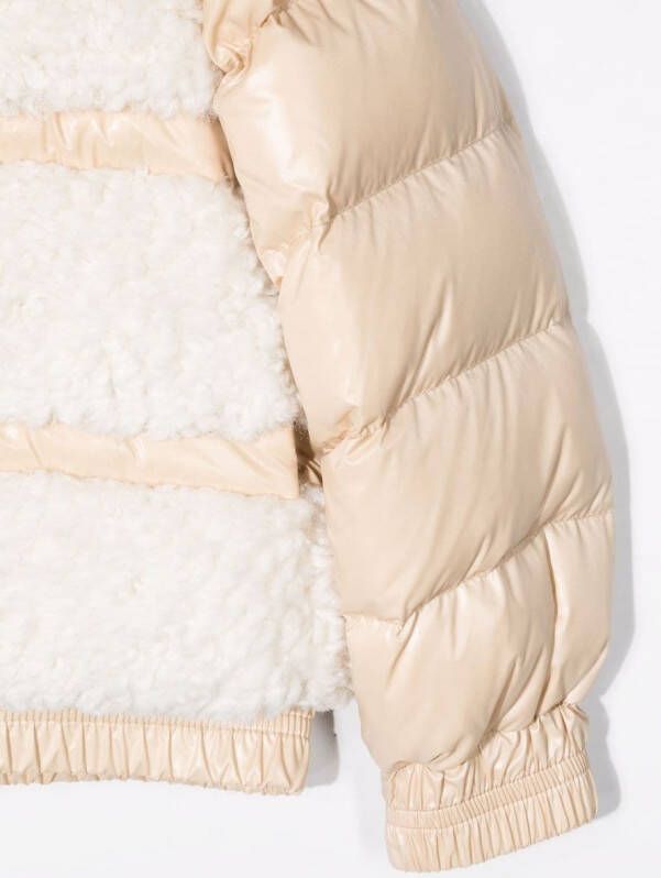 Moncler Enfant Donsjack met contrasterend vlak Beige