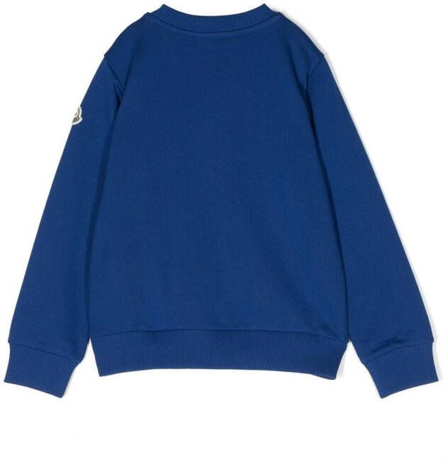 Moncler Enfant Sweater met geborduurd logo Blauw