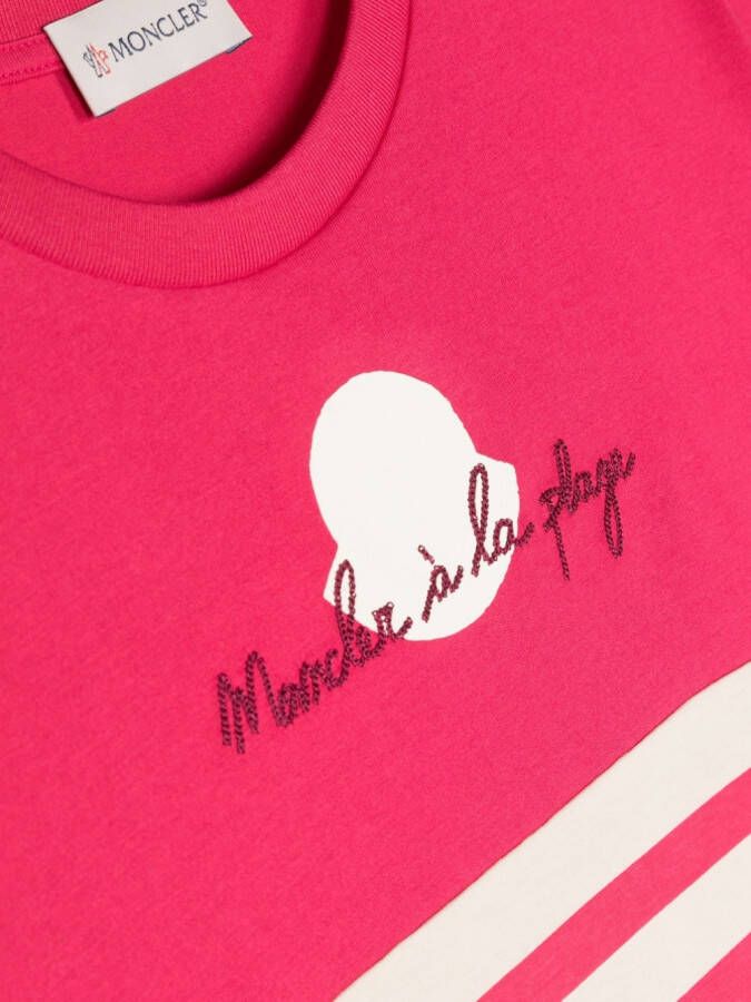 Moncler Enfant T-shirt met geborduurde tekst Roze