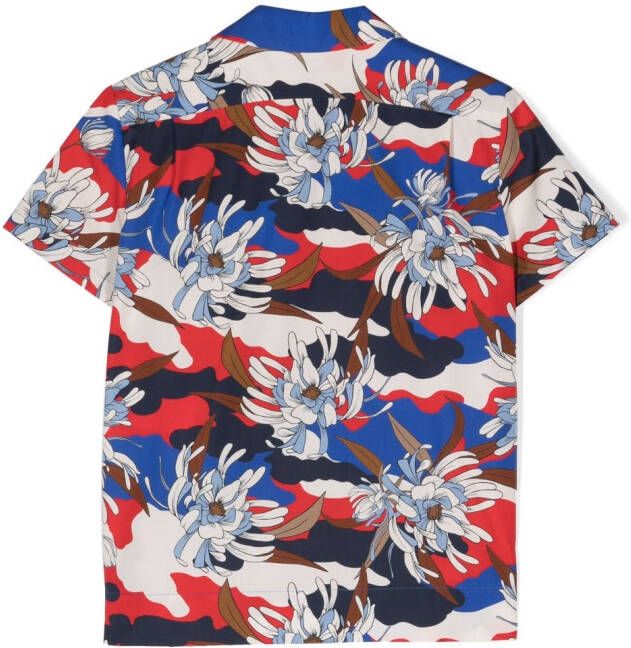 Moncler Enfant Shirt met bloemenprint Blauw