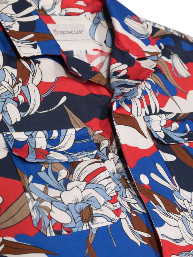 Moncler Enfant Shirt met bloemenprint Blauw
