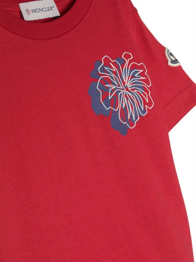 Moncler Enfant T-shirt met bloemenprint Rood