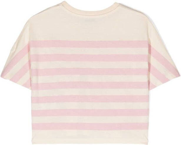 Moncler Enfant Gestreept T-shirt Roze