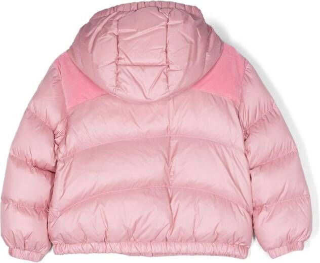 Moncler Enfant Isa donsjack met fluwelen vlak Roze