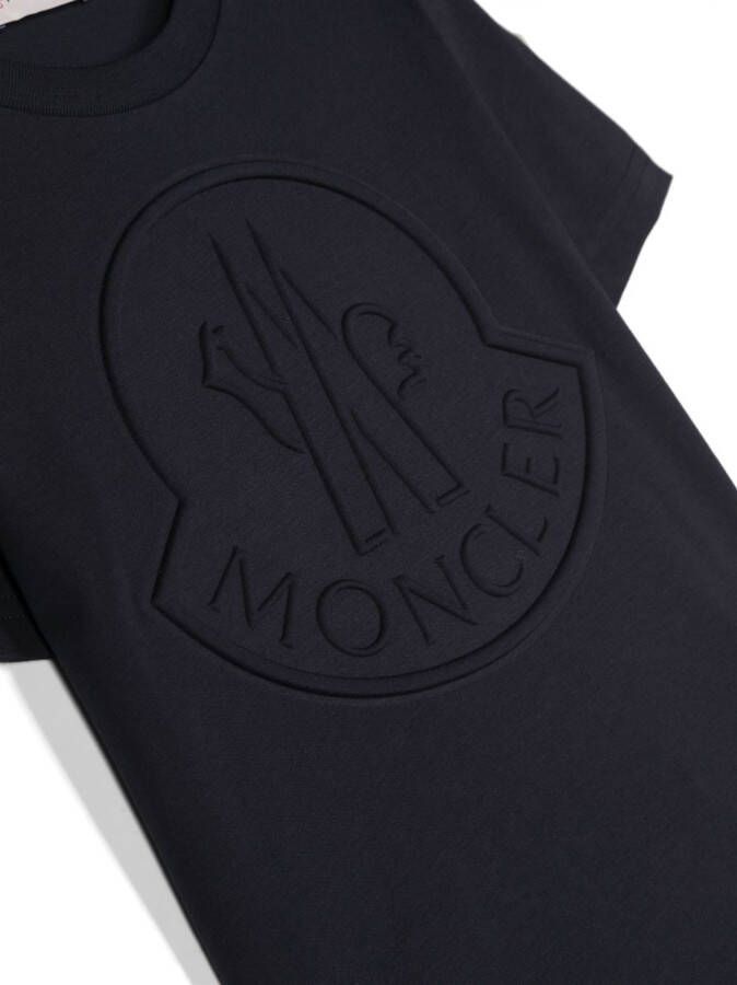 Moncler Enfant T-shirt met logo-reliëf Blauw