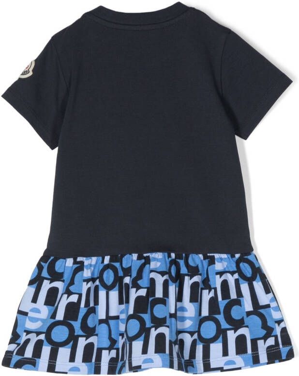 Moncler Enfant T-shirtjurk met logopatch Blauw