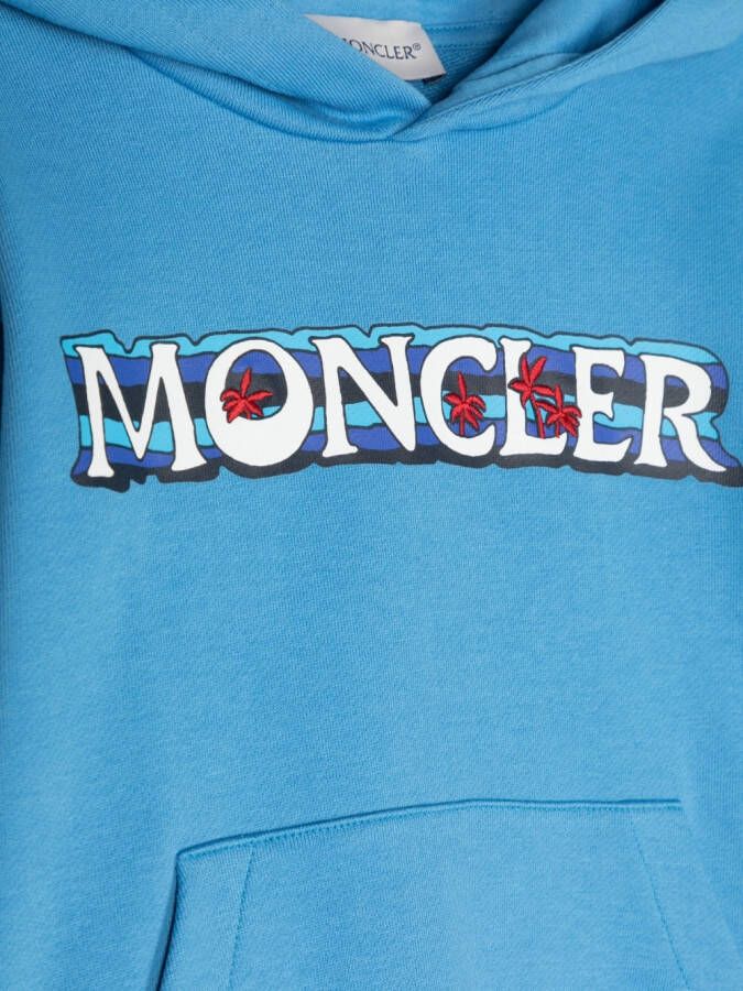 Moncler Enfant Hoodie met logoprint Blauw