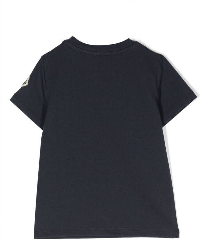 Moncler Enfant T-shirt met logoprint Blauw