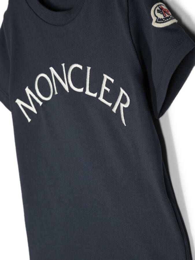 Moncler Enfant T-shirt met logoprint Blauw