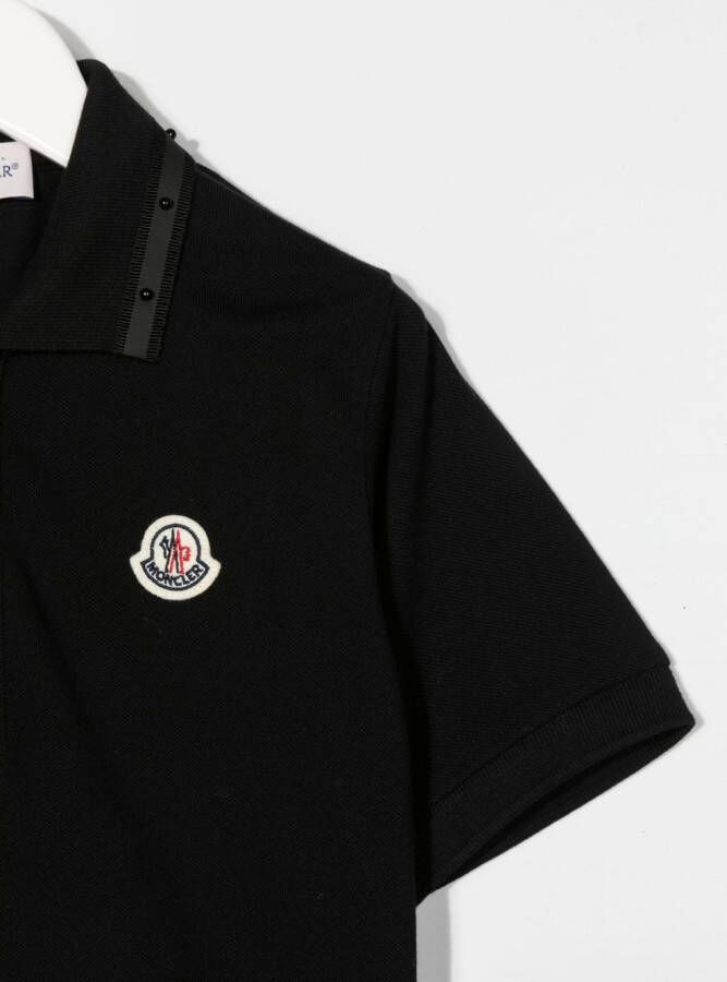 Moncler Enfant Poloshirt met logopatch Zwart