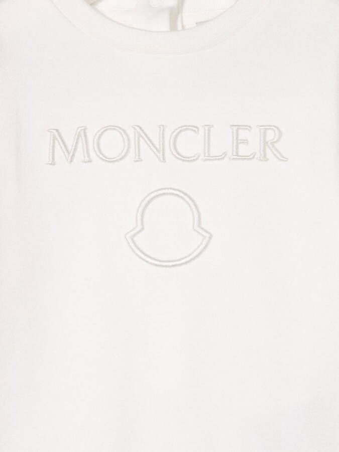 Moncler Enfant Romper met geborduurd logo Wit