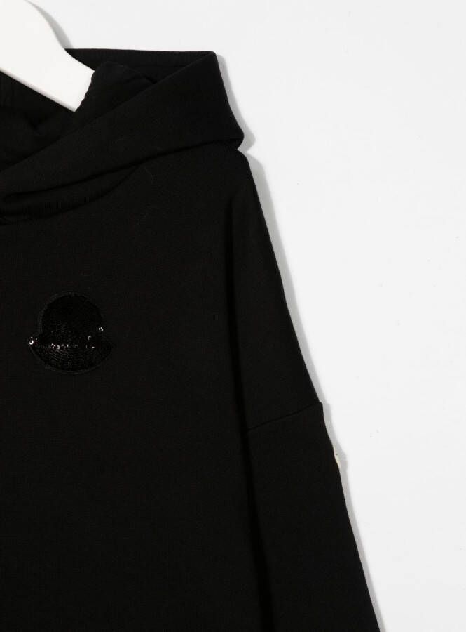 Moncler Enfant Sweaterjurk verfraaid met logo Zwart