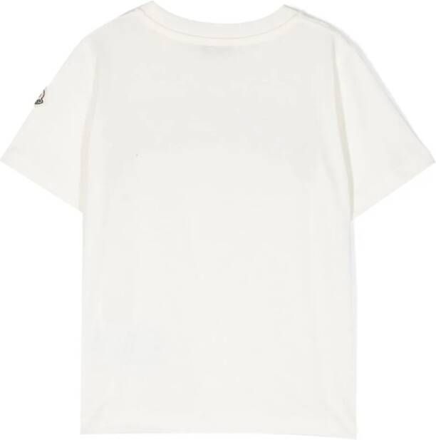 Moncler Enfant T-shirt met logoprint Beige