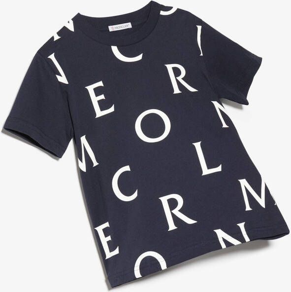 Moncler Enfant T-shirt met logoprint Blauw