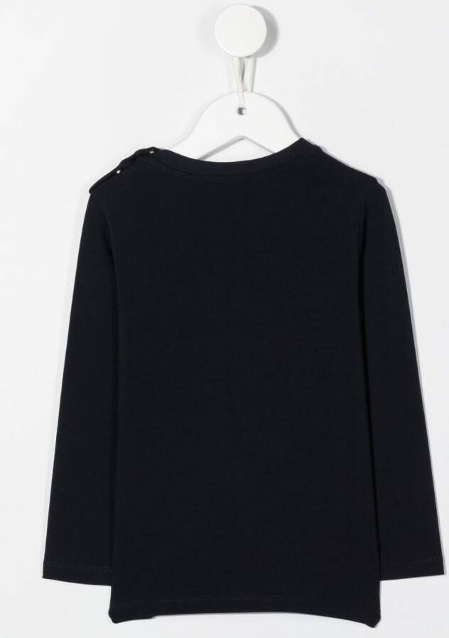 Moncler Enfant T-shirt met logoprint Blauw