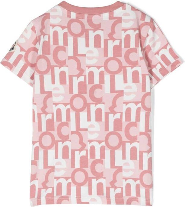 Moncler Enfant T-shirt met logoprint Roze