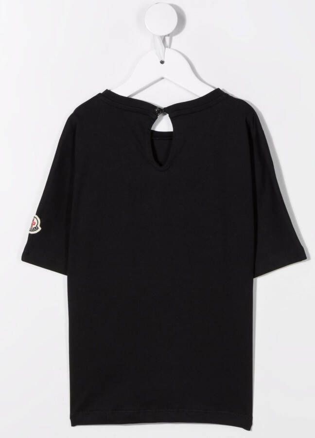 Moncler Enfant T-shirt met logoprint Zwart