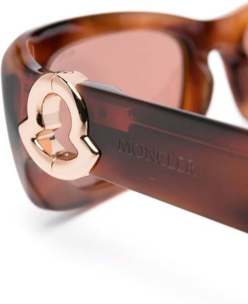 Moncler Eyewear Zonnebril met rechthoekig montuur Bruin