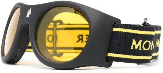 Moncler Eyewear Skibril met logoprint Geel